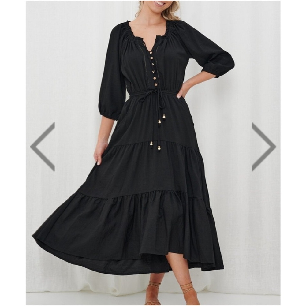 Iris Maxi Cottagecore Romantic Boho Poetic Lightweight Cotton Tiered Midi Dress